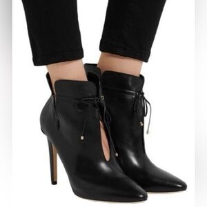 Jimmy Choo Murphy 100 Soft Leather Cut Out Ankle Bootie Black